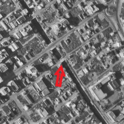 昭和22年撮影空中写真（国土地理院Webサイトより、USA-M451-36【栄橋部分】）の画像。
